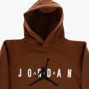 Air Jordan Jumpman Logo Brushed Pullover Brown Hoodie Older Kids Sz L 12-13 yrs